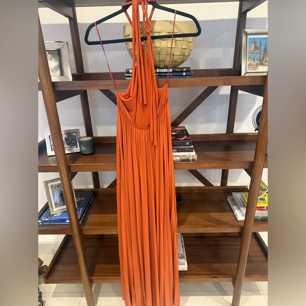 NWT Ronny Kobo Crystal Halter Maxi Dress - Rust - Picture 5 of 7